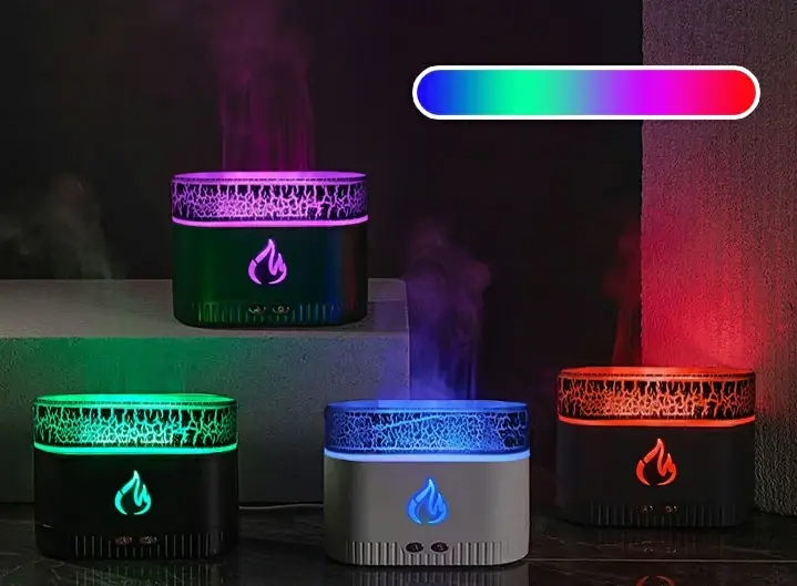Ultrasonic 200ml 7-color Desktop Lava Flame Aroma Diffuser
